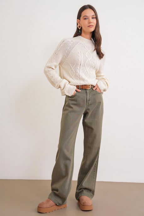 Rippstrick-Pullover mit Argyle-Muster und halbem Stehkragen - Image 2
