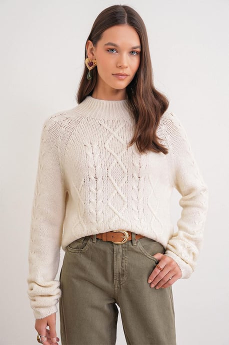 Rippstrick-Pullover mit Argyle-Muster und halbem Stehkragen - Image 4