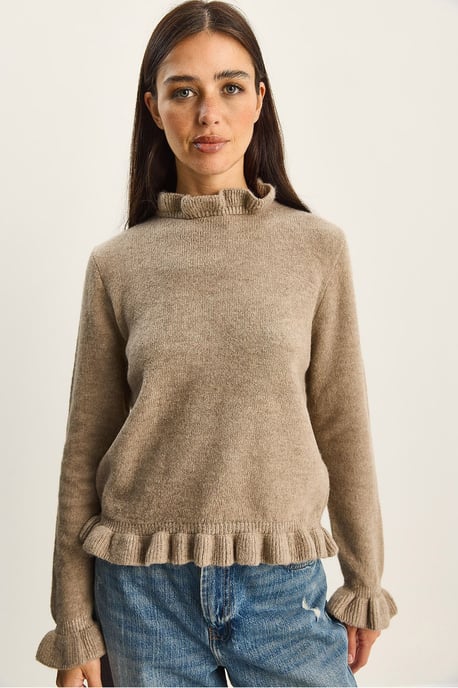 Rüschiger Halb-Polokragen Knopfstrickpullover - Image 2