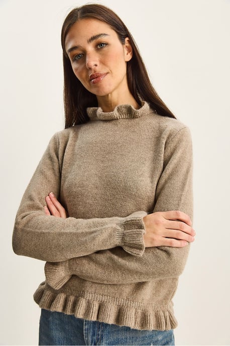 Rüschiger Halb-Polokragen Knopfstrickpullover - Image 4