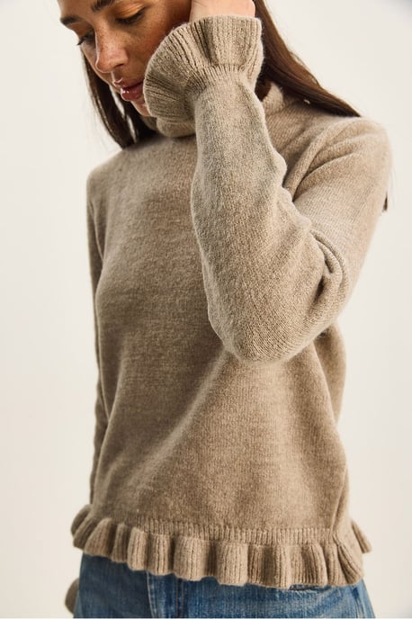 Rüschiger Halb-Polokragen Knopfstrickpullover - Image 5