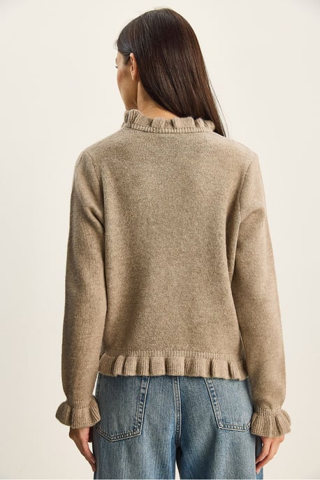 Rüschiger Halb-Polokragen Knopfstrickpullover - Image 6