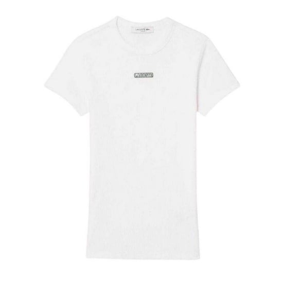 Lacoste - T-Shirt für Damen, Rundhalsausschnitt, gerippt, Schmal (Weiß) - Image 2