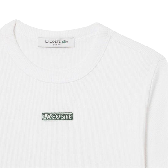 Lacoste - T-Shirt für Damen, Rundhalsausschnitt, gerippt, Schmal (Weiß) - Image 3