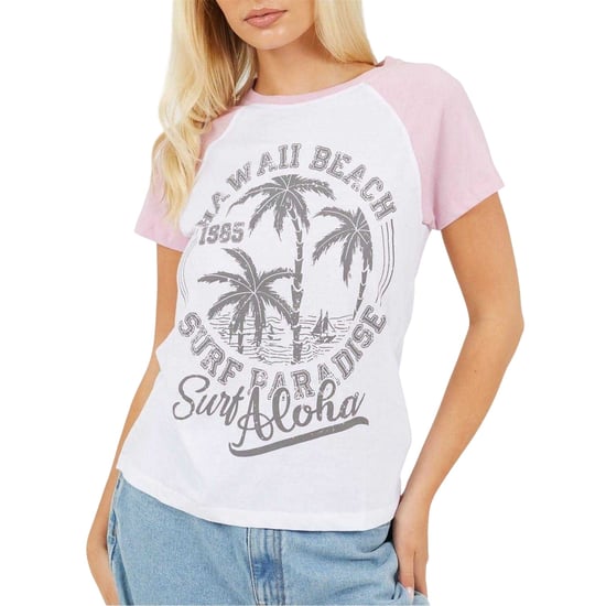 Brave Soul - T-Shirt für Damen, Kontrast-Ärmel (Weiß/Flieder) - Image 2
