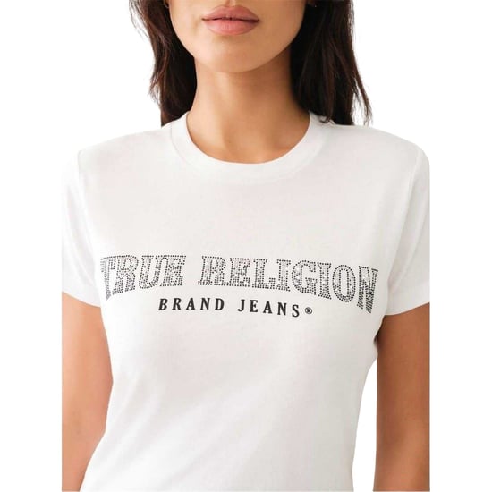 True Religion - T-Shirt für Damen, Rundhalsausschnitt, Schmal (Aufgehelltes Weiß) - Image 4