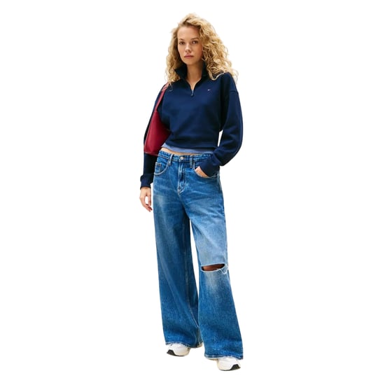 Tommy Jeans - Kurzes Sweatshirt für Damen, mit kurzem Reißverschluss, Fleece, Kastig (Dunkel-Marineblau) - Image 4