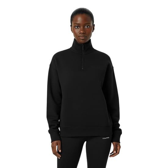 USA Pro - Sweatshirt für Damen, mit kurzem Reißverschluss (Schwarz) - Image 4