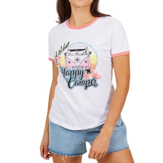 Brave Soul - "Happy Camper" T-Shirt für Damen (Weiß/Koralle) - Image 2