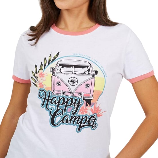 Brave Soul - "Happy Camper" T-Shirt für Damen (Weiß/Koralle) - Image 4