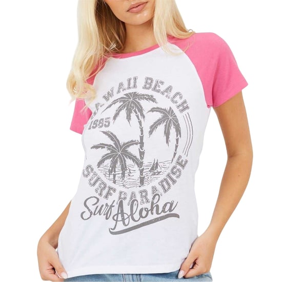 Brave Soul - T-Shirt für Damen, Kontrast-Ärmel (Weiß/Koralle) - Image 2