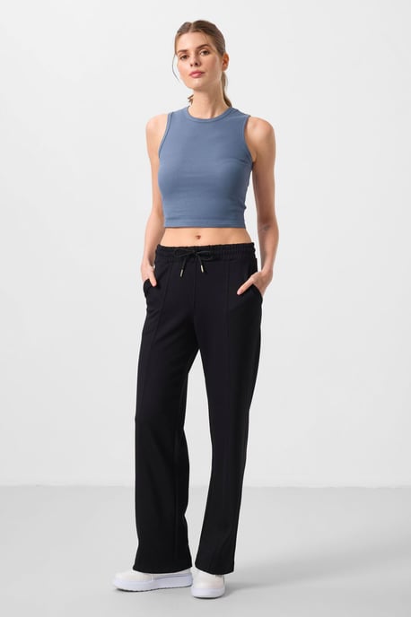 Texturierte Palazzo-Hose mit weitem Bein und Kordelzugbund - Image 2