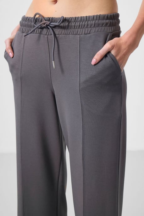 Strukturierte Weite Palazzo-Hose mit Kordelzugbund - Image 4