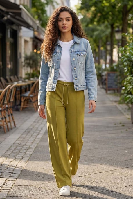 Texturierte Weite Palazzo-Hose mit Kordelzugbund - Image 1