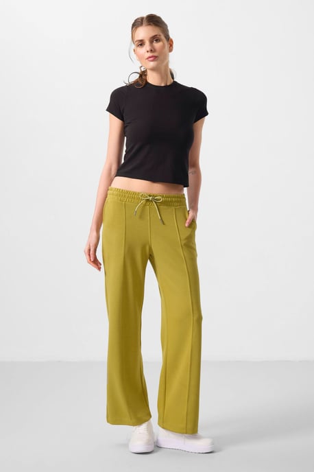 Texturierte Weite Palazzo-Hose mit Kordelzugbund - Image 2