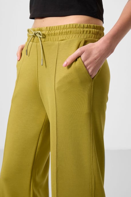Texturierte Weite Palazzo-Hose mit Kordelzugbund - Image 4