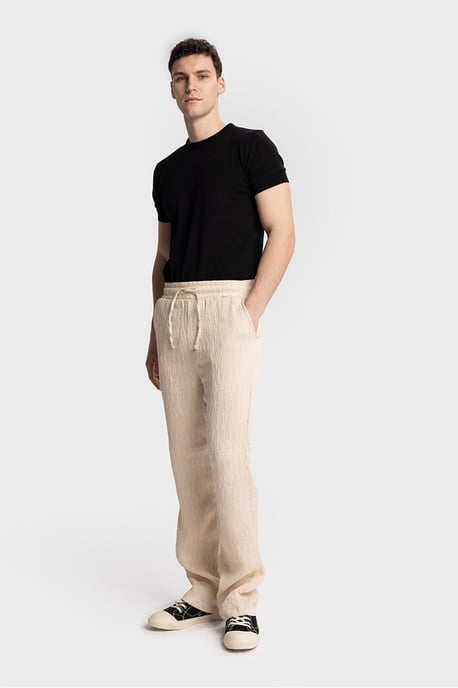 Strukturierte Regular Fit Hose mit Kordelzug - Image 1