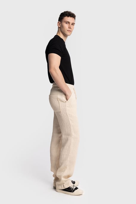 Strukturierte Regular Fit Hose mit Kordelzug - Image 3