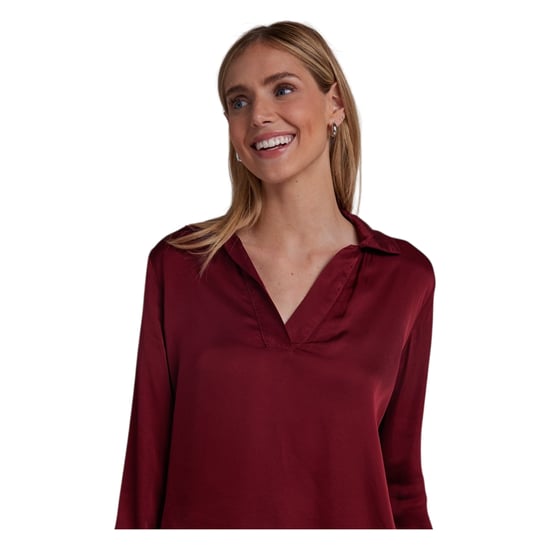 Bella Dahl - Sweatshirt für Damen, V-Ausschnitt, Satin, Langärmlig (Sangria) - Image 2