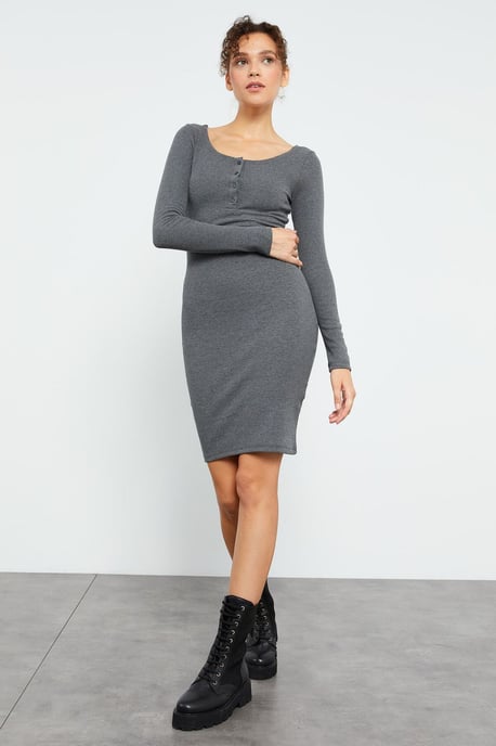 Bodycon Midi-Kleid mit Rundhalsausschnitt - Image 3