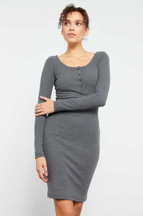 Bodycon Midi-Kleid mit Rundhalsausschnitt - Image 4