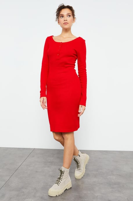 Körperbetontes Midi-Kleid mit Rundhalsausschnitt - Image 5