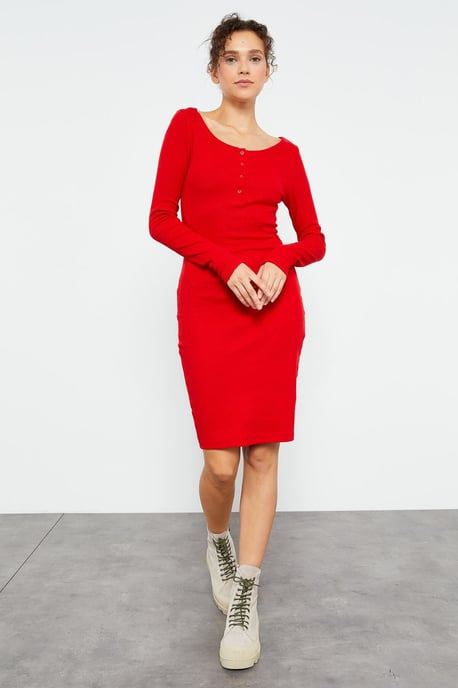 Körperbetontes Midi-Kleid mit Rundhalsausschnitt - Image 6