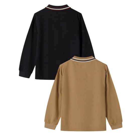 Minoti - Poloshirt für Jungen, Langärmlig (2er-Pack) (Schwarz/Braun) - Image 2