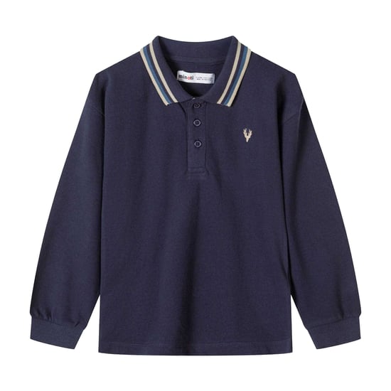 Minoti - Poloshirt für Jungen, Kontrastkragen, Langärmlig (2er-Pack) (Dunkelblau) - Image 3