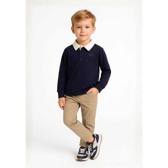 Minoti - Poloshirt für Jungen, Langärmlig (Dunkles Marineblau) - Image 1