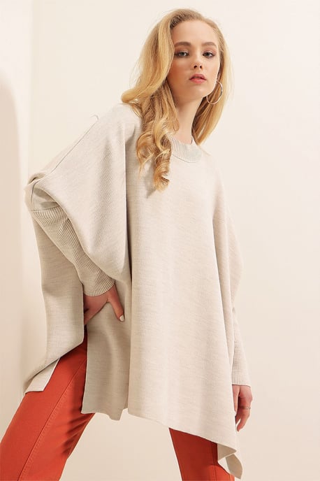 Oversized Halbsteher-Langarm-Strickpullover - Image 2