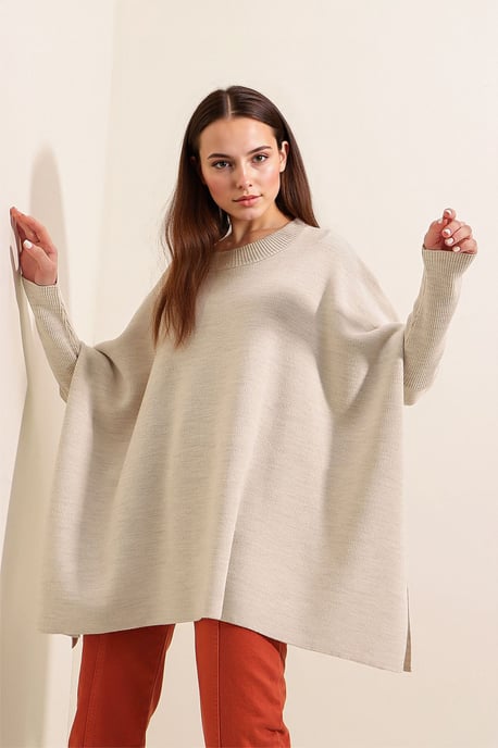 Oversized Halbsteher-Langarm-Strickpullover - Image 3