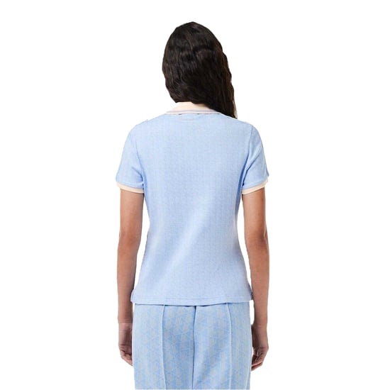 Lacoste - Poloshirt für Damen, Jacquard, Schmal, kurzärmlig (Blau) - Image 2