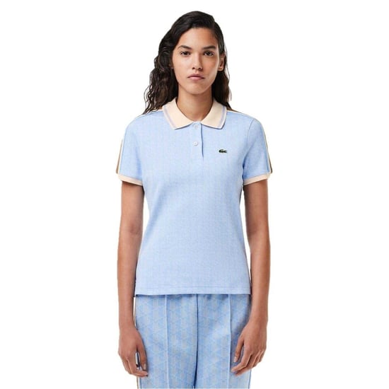 Lacoste - Poloshirt für Damen, Jacquard, Schmal, kurzärmlig (Blau) - Image 4