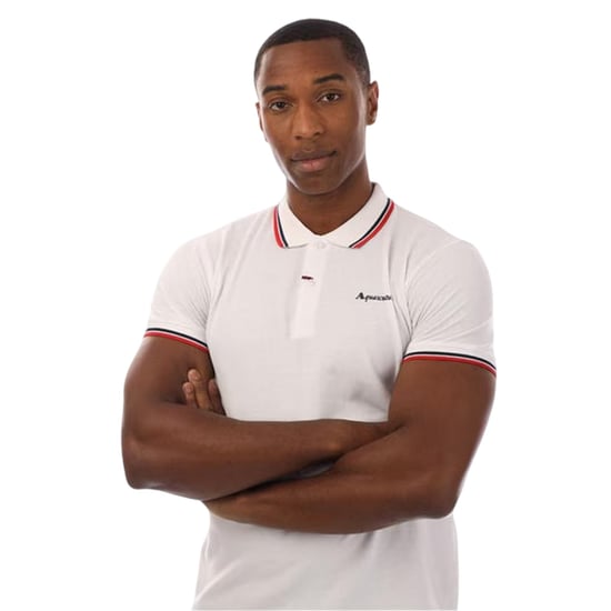 Aquascutum - Poloshirt für Herren, Schmal, kurzärmlig (Weiß/Marine) - Image 3