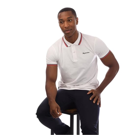 Aquascutum - Poloshirt für Herren, Schmal, kurzärmlig (Weiß/Marine) - Image 4