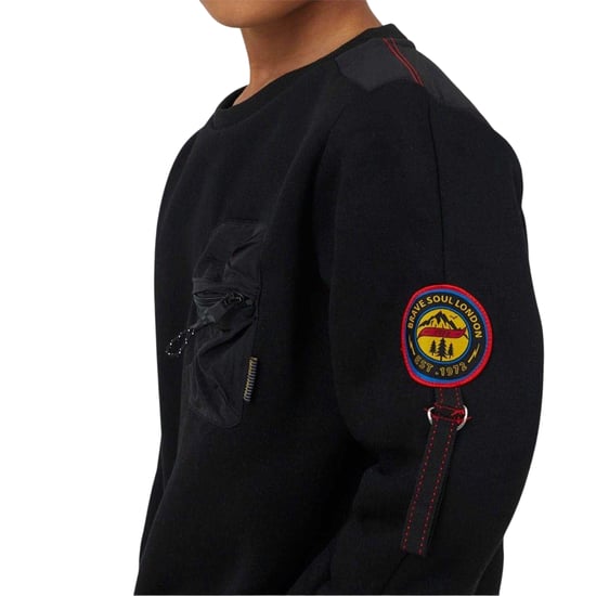 Brave Soul - Sweatshirt für Jungen, Brusttasche (Samtschwarz) - Image 3
