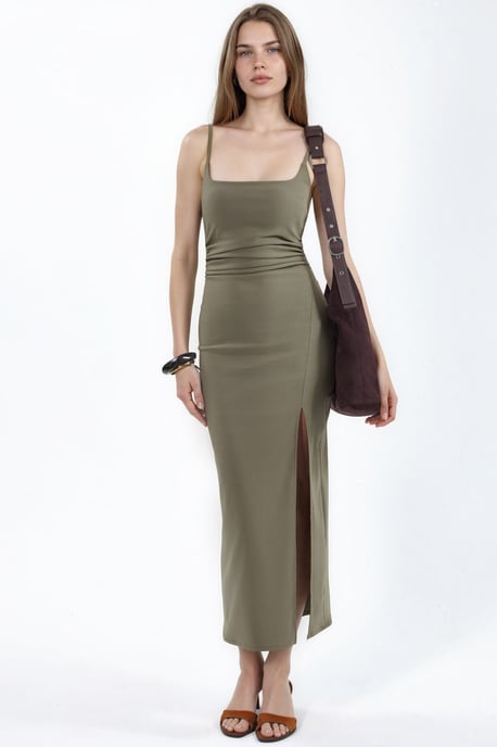 Kleid Midi mit Quadrat-Ausschnitt aus Bengalin - Image 1