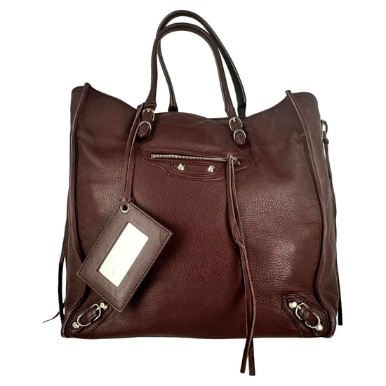 Balenciaga Papier A4 Mini-Tote mit Reißverschluss in burgunderrotem Leder - Image 1