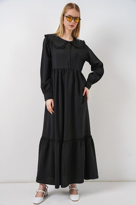Maxikleid mit Babykragen und Knopfverschluss - Image 1