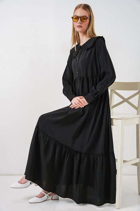Maxikleid mit Babykragen und Knopfverschluss - Image 3