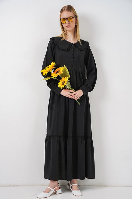 Maxikleid mit Babykragen und Knopfverschluss - Image 4