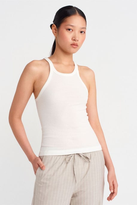 Rippstrick-Baumwoll-Ärmellose Cami-Bluse - Image 1