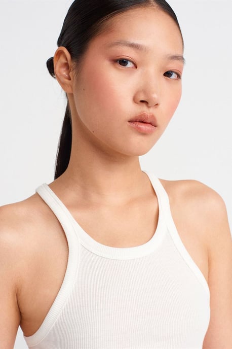 Rippstrick-Baumwoll-Ärmellose Cami-Bluse - Image 3