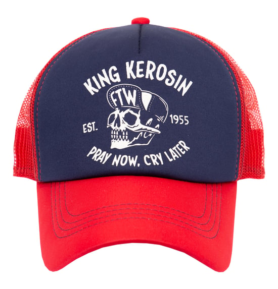 King Kerosin Herren Trucker Cap mit kontrastfarbenem Print Pray now. cray later - Image 2