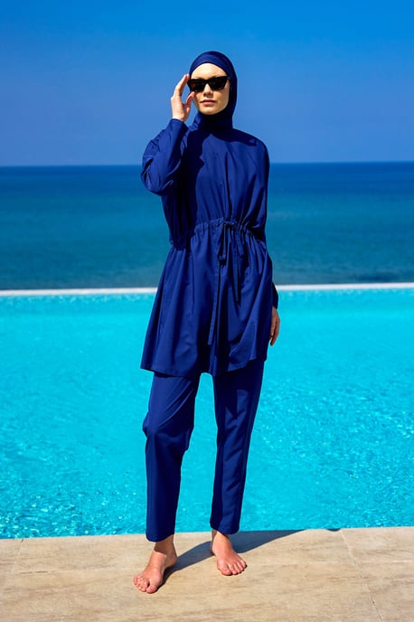 Andalus Full Coverage Burkini-Set mit Rüschen vorne, bunt - Image 2