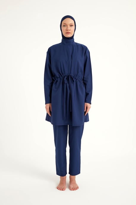 Andalus Full Coverage Burkini-Set mit Rüschen vorne, bunt - Image 3