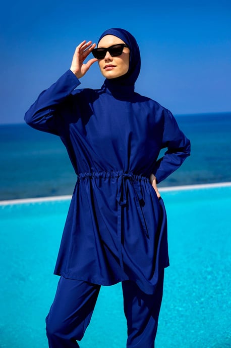 Andalus Full Coverage Burkini-Set mit Rüschen vorne, bunt - Image 6