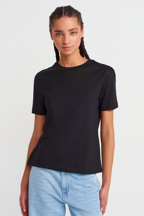 Damen Baumwoll-Modal Rundhalsausschnitt T-Shirt - Image 1