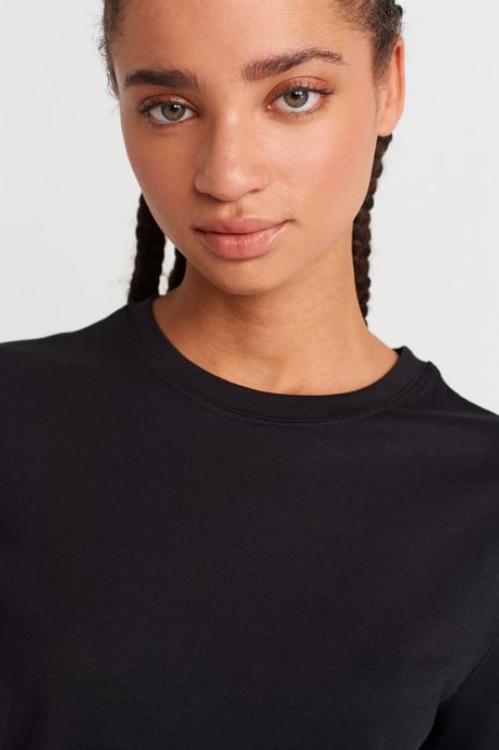 Damen Baumwoll-Modal Rundhalsausschnitt T-Shirt - Image 3